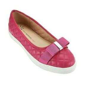 Isaac Mizrahi Quilted Leather Flats Pink NEW